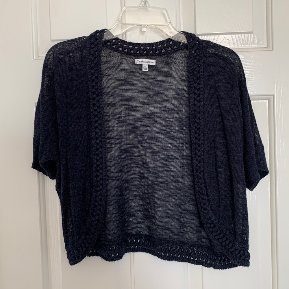 Croft&Barrow Cropped Sweater Navy Blue XL Preowned